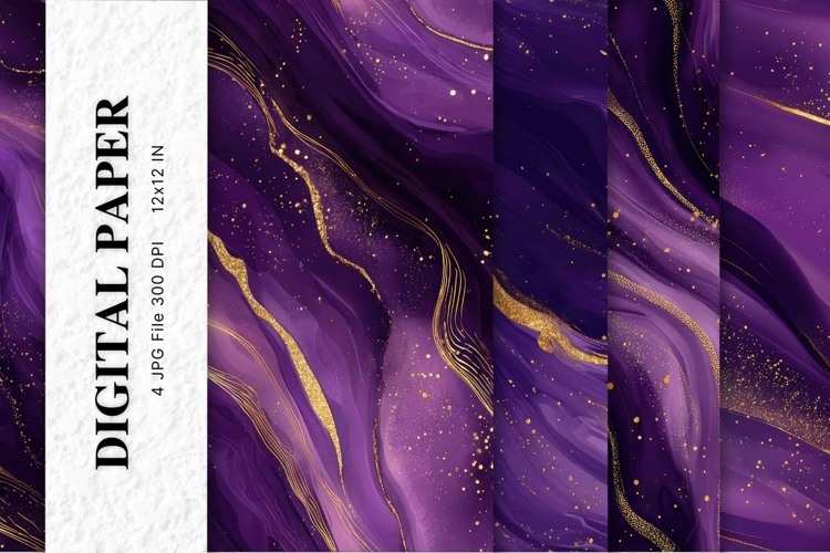 Purple Watercolor Alcohol Ink Background Digital Paper