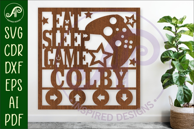 Gamer themed named wall sign or card topper svg x
