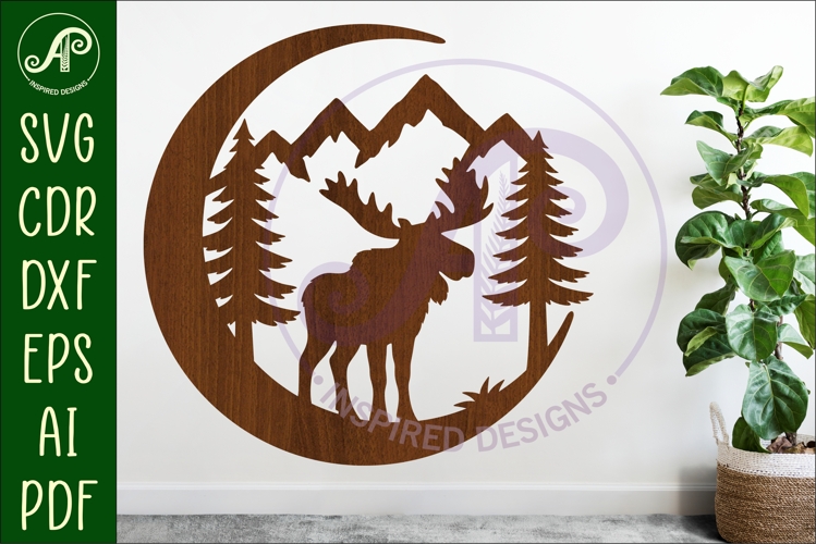 Crescent Moon Moose animal wall sign