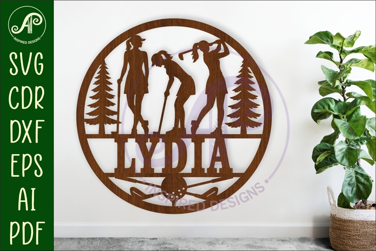 Female Golfer name wall art sign, SVG personalized