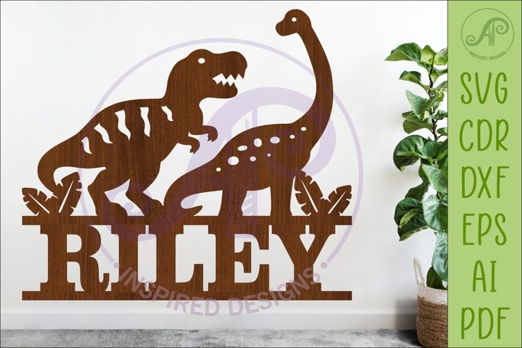 Dinosaur Name Sign SVG, Dinosaur Nursery Wall Art Laser Cut