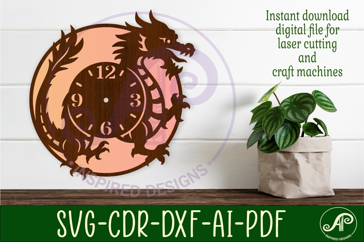 Chinese Dragon clock wall clock laser cut files
