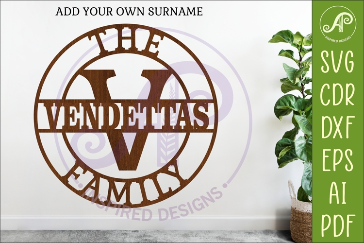 Monogram Family Letter V Name Sign SVG