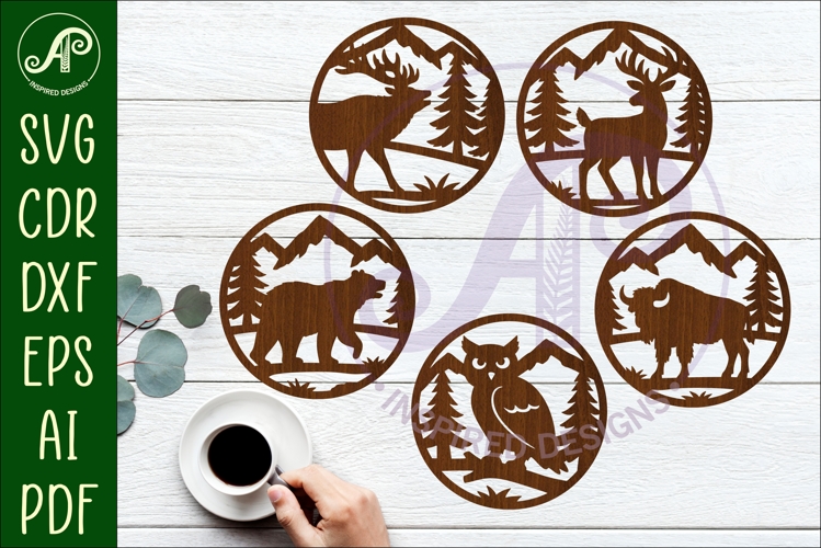 Forest Animal Coasters, laser cut out Wildlife coaster 1
