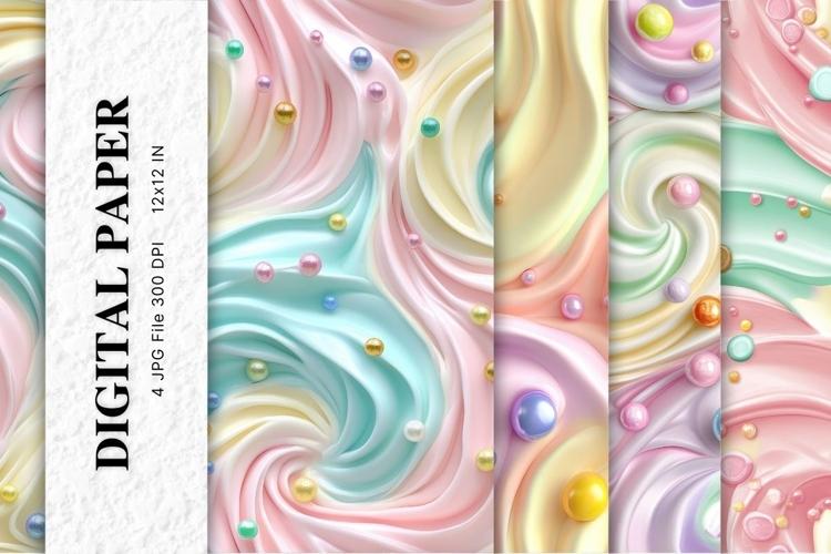 Whipped Cream Background Rainbow creamy swirls Pattern_1
