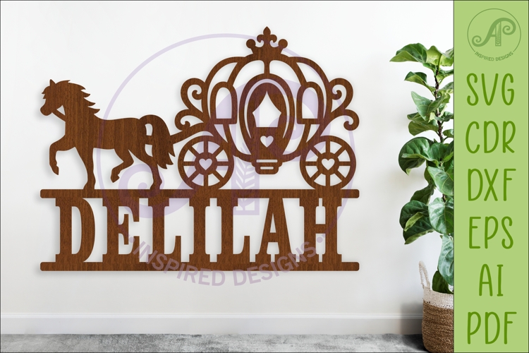 Princess Carriage Name Sign, Carriage SVG for Girls Nursery example image 1