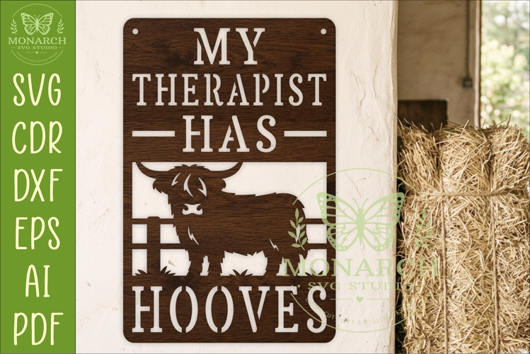 My Therapist Has Hooves Highland Cow Wall Sign SVG | Funny