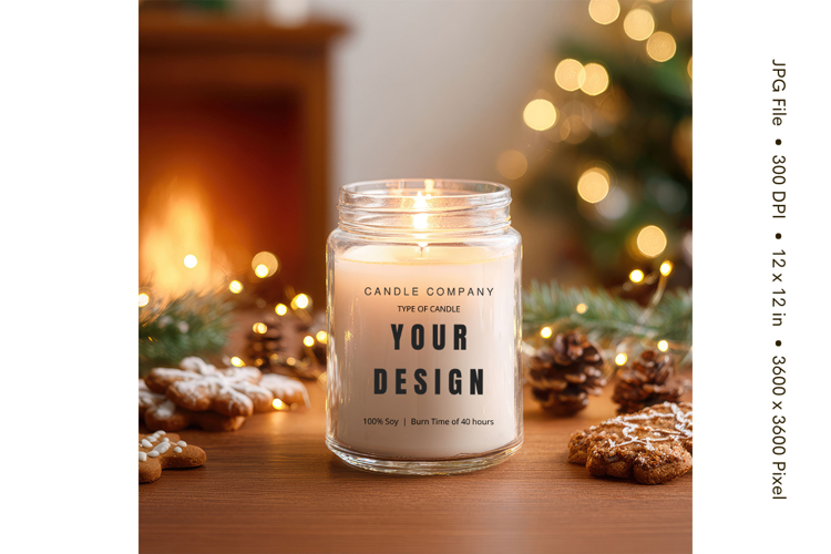 Candle Label Mockup Christmas Soy Jar Candle Amber Cozy_102