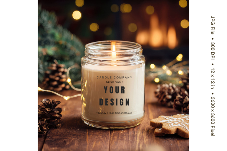Candle Label Mockup Christmas Soy Jar Candle Amber Cozy_103