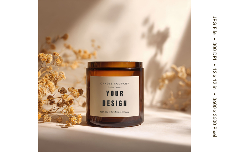 Candle Label Mockup Christmas Soy Jar Candle Amber Cozy_86