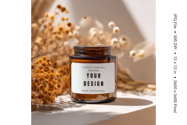 Candle Label Mockup Christmas Soy Jar Candle Amber Cozy_87