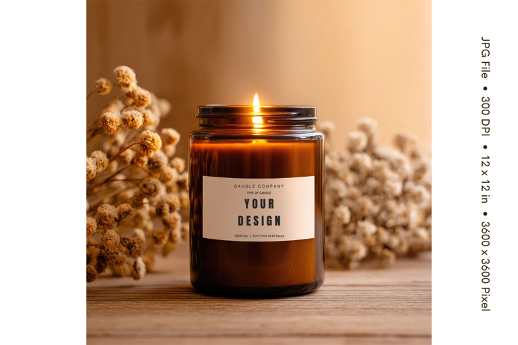 Candle Label Mockup Christmas Soy Jar Candle Amber Cozy_90
