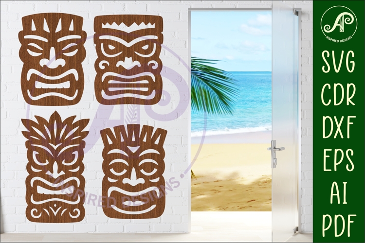 Tiki head Silhouette laser cut outs 2