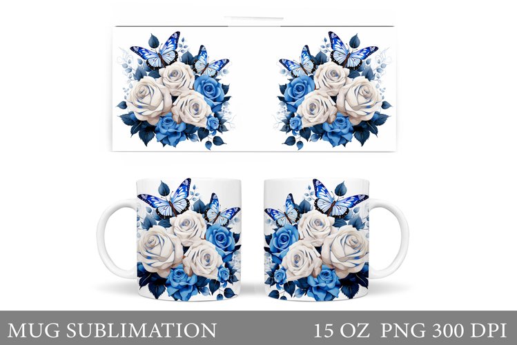 Butterfly Mug Sublimation. Flowers Mug Design