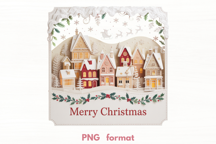 Gingerbread Christmas Town PNG illustration