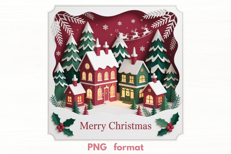 Cozy Winter Houses PNG illustration