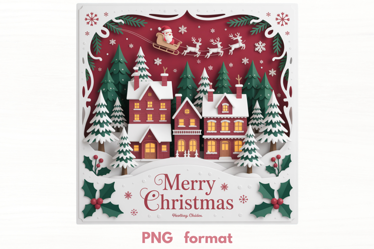 Cozy Winter Town Scene PNG illustration