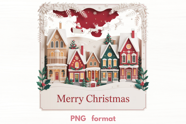Colorful Winter Town PNG illustration