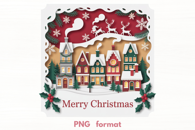 Colorful Christmas Town PNG illustration