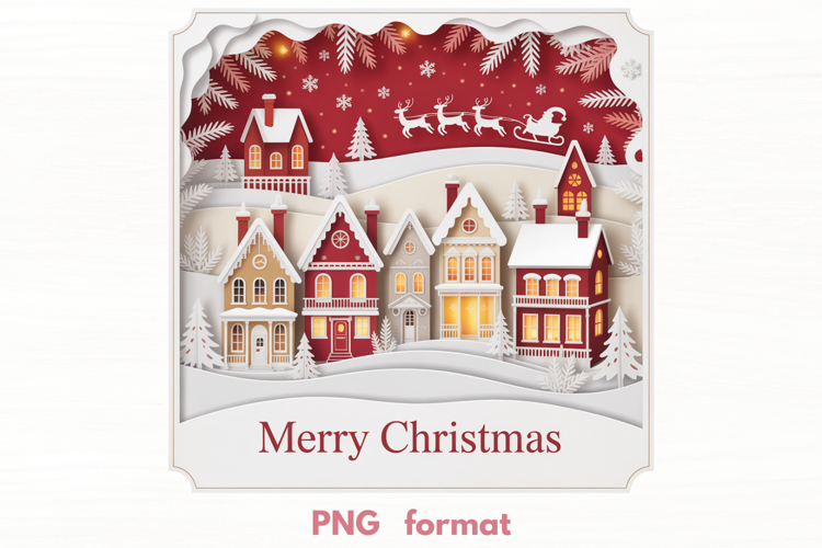 Snowy Christmas Town PNG illustration