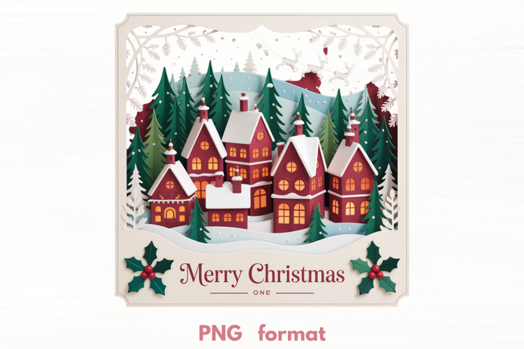 Mountain Winter Town PNG illustration