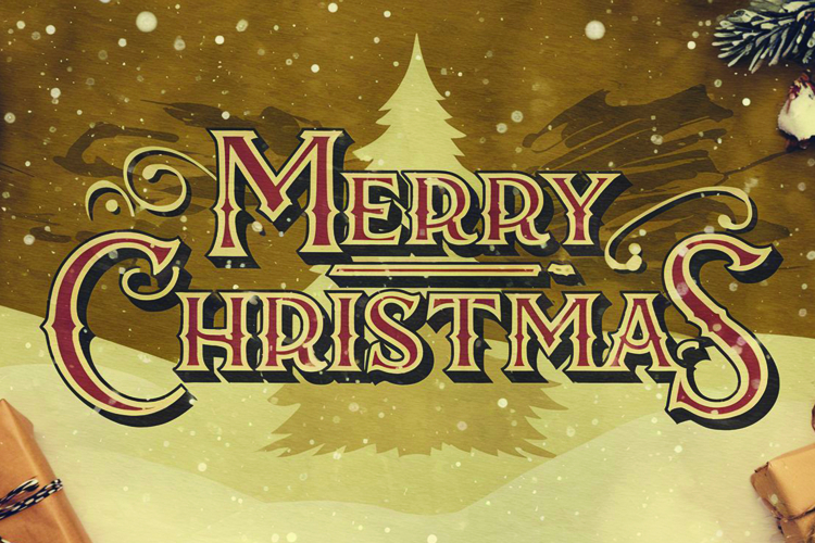 Merry Christmas greeting with vintage typography
