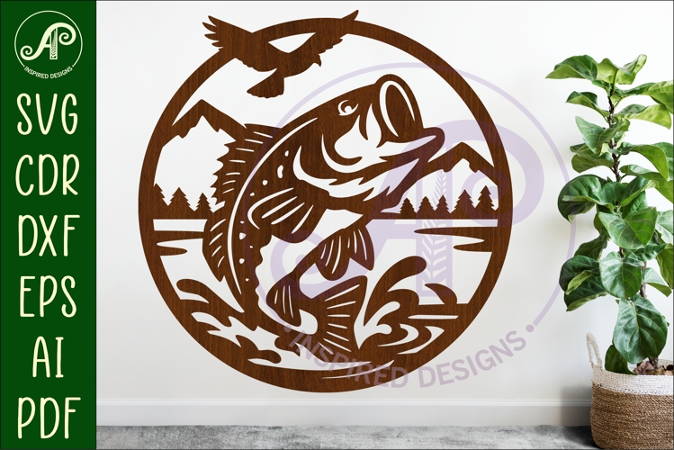 Largemouth Bass Fish wall sign svg laser cut
