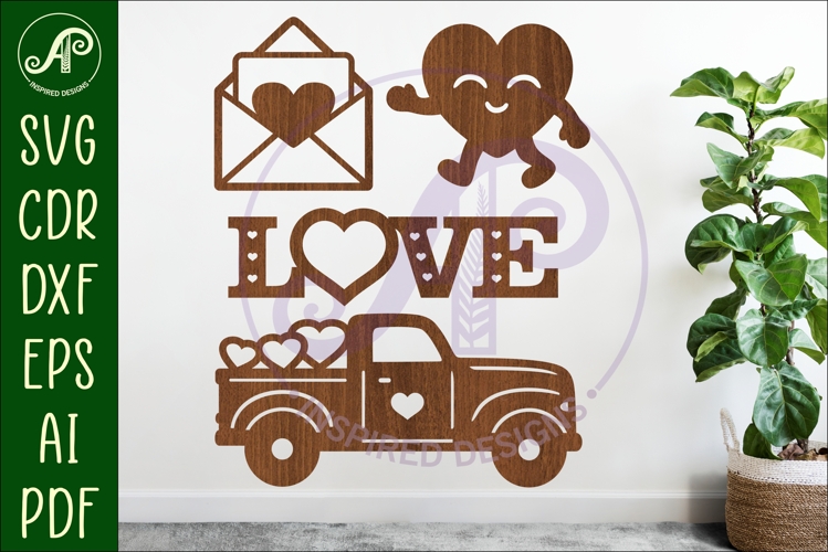 Valentines day silhouette laser cut outs SVG file 1