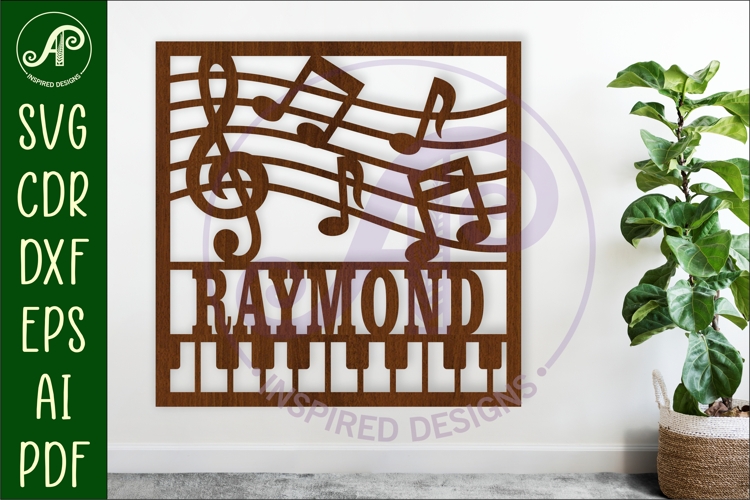 Music lovers name sign svg laser cut design or card