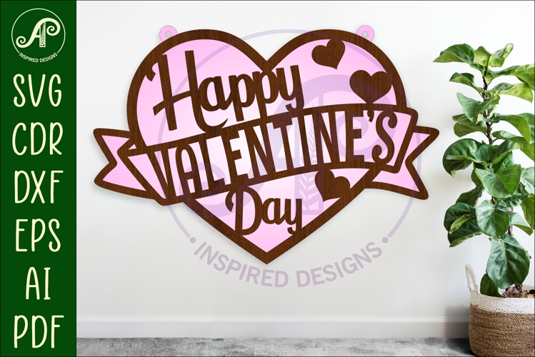 Happy Valentines day Heart wall sign, SVG file.