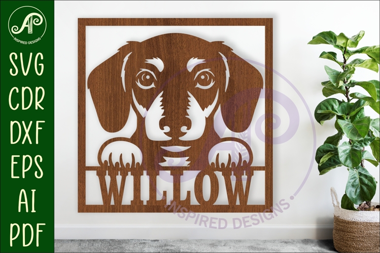 Dachshund Dog name wall art sign or card