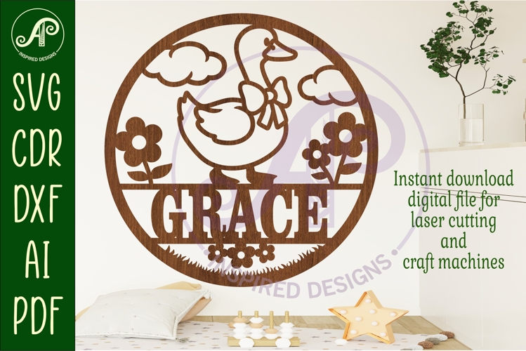 Silly Goose name sign design for laser cutting