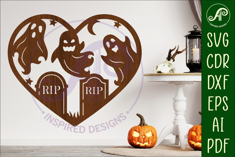 Graveyard Halloween heart laser cut wall sign