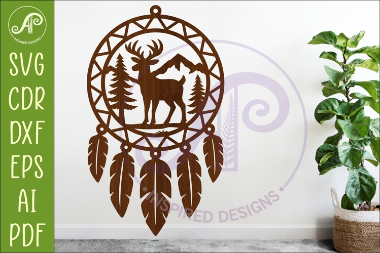 Deer Dreamcatcher Laser Cut File, Wild Animal Wall Art SVG