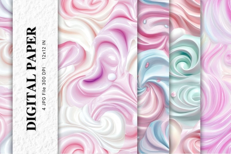 Whipped Cream Background Rainbow creamy swirls Pattern_3
