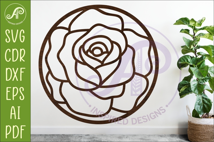 Rose Flower Wall Art SVG | Round Floral Laser Cut File
