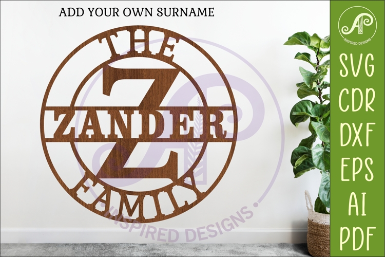 Monogram Family Letter Z Name Sign SVG