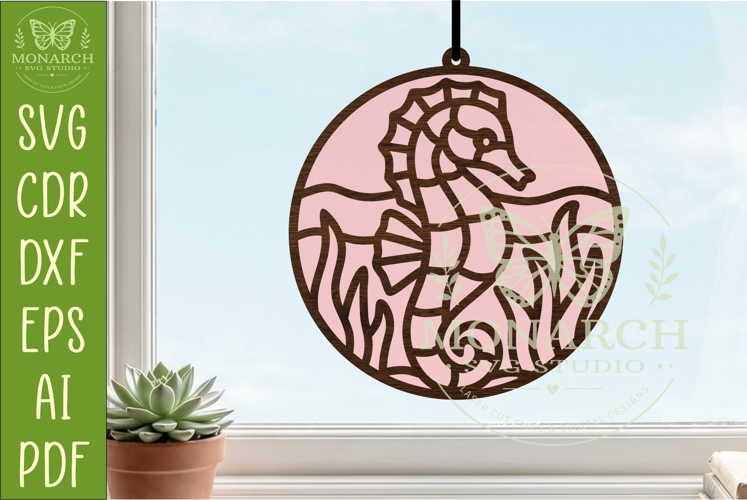 Seahorse Suncatcher SVG | Ocean Window Hanger Laser Cut Fi