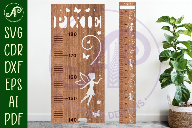 Fairies personalized kids height chart in metric
