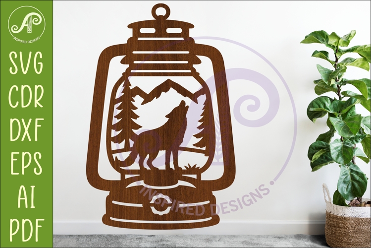 Camping Lantern Scene Wolf Wall Sign