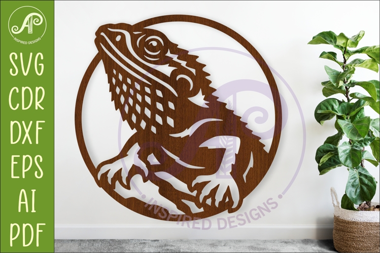 Bearded Dragon Lizard Wall Art SVG, Australian Reptile