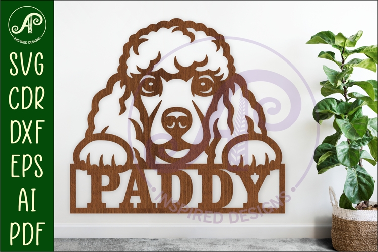 Poodle dog name sign svg laser cut file