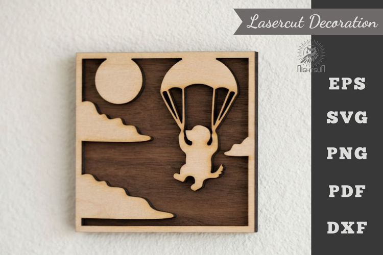 A Dog Parachutes Lasercut Wall Decor