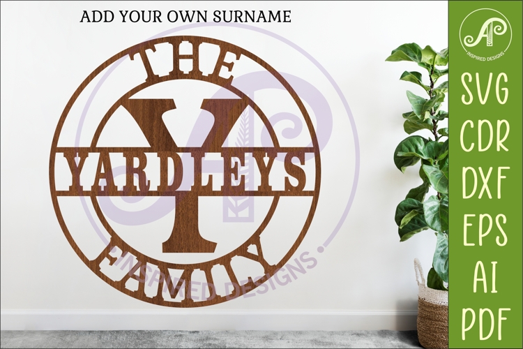 Monogram Family Letter Y Name Sign SVG