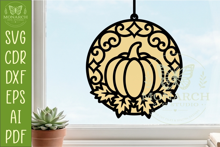 Pumpkin Suncatcher SVG | Autumn Window Hanger Laser