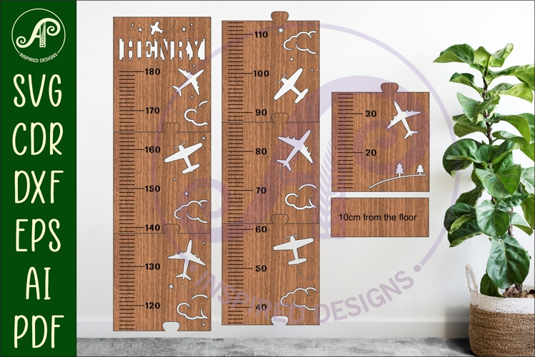 Planes personalized kids height chart in metric