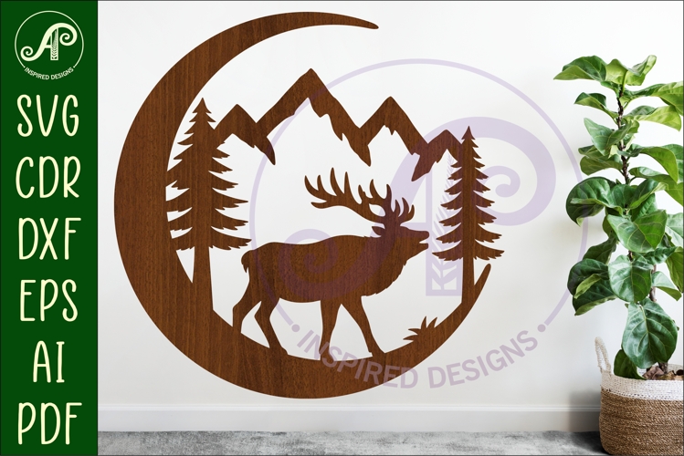 Crescent Moon Elk animal wall sign