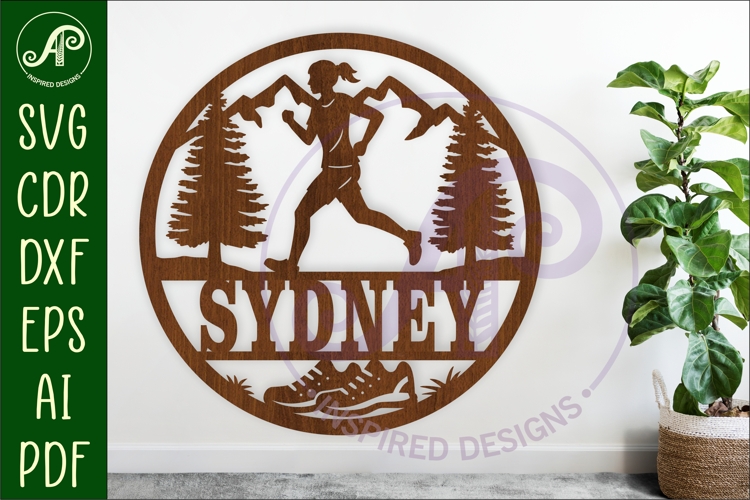 Runner female name sign svg laser cut wall sign