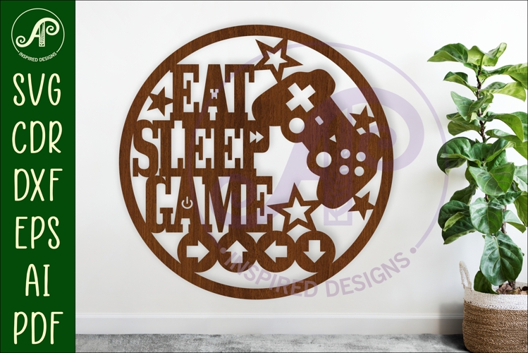 Gamer wall sign svg laser cut file