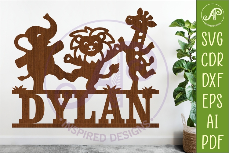 Dancing Safari Animals Name Sign SVG, Baby animals decor